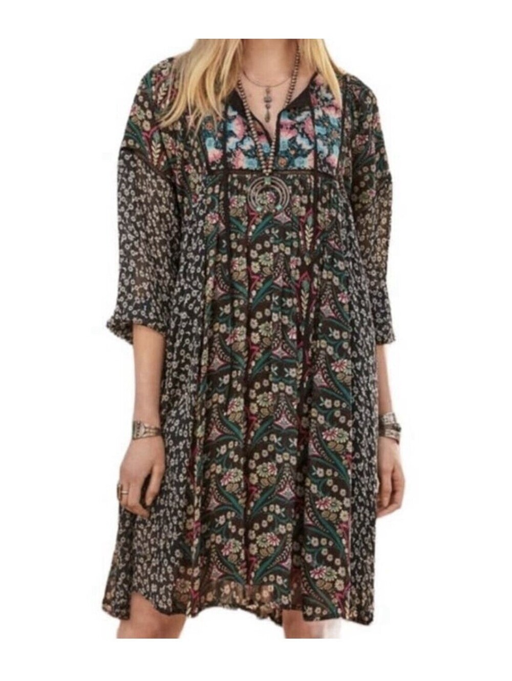 Sundance Chelsea Morning Boho Cottagecore Floral Embroidered Peasant Dress Sz M